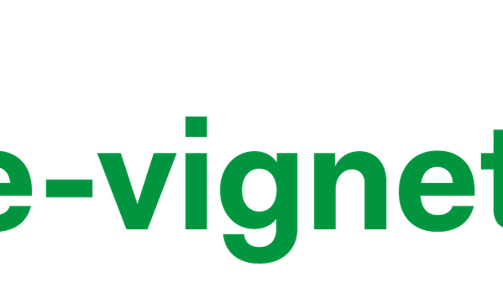 L'image montre le logo de l'E-Vignette en vert. Il se compose d'un symbole stylisé d'autoroute et de l'inscription "e-vignette.ch".