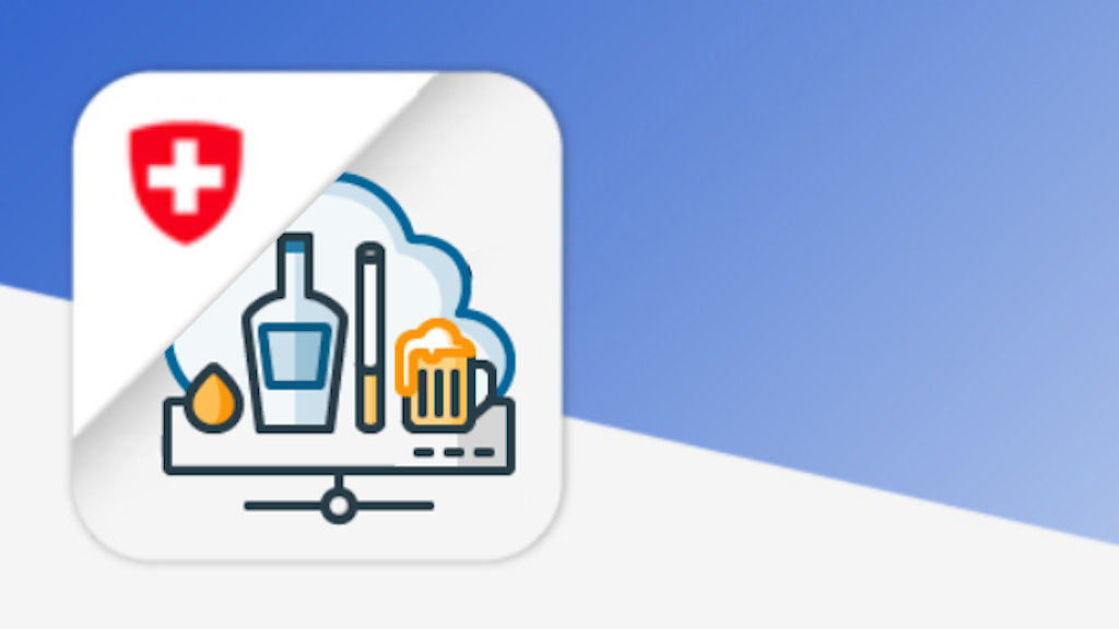 Une icône avec une bouteille, un verre et une chope de bière représentant la plateforme centrale pour les taxes de consommation en Suisse.