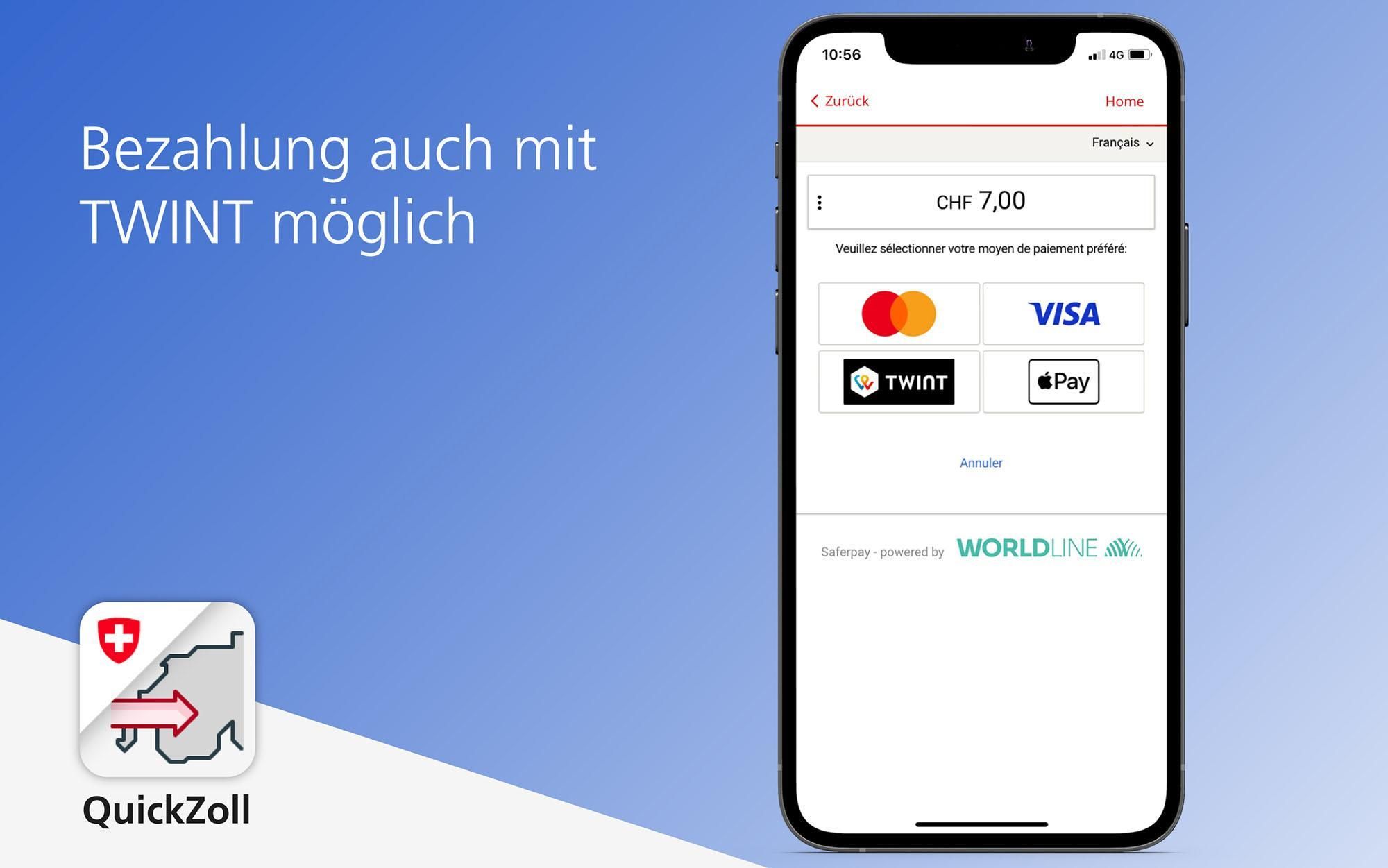 Bezahlen auch mit TWINT möglich