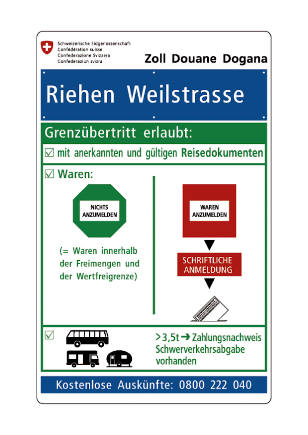 Sign with opening hours at Riehen