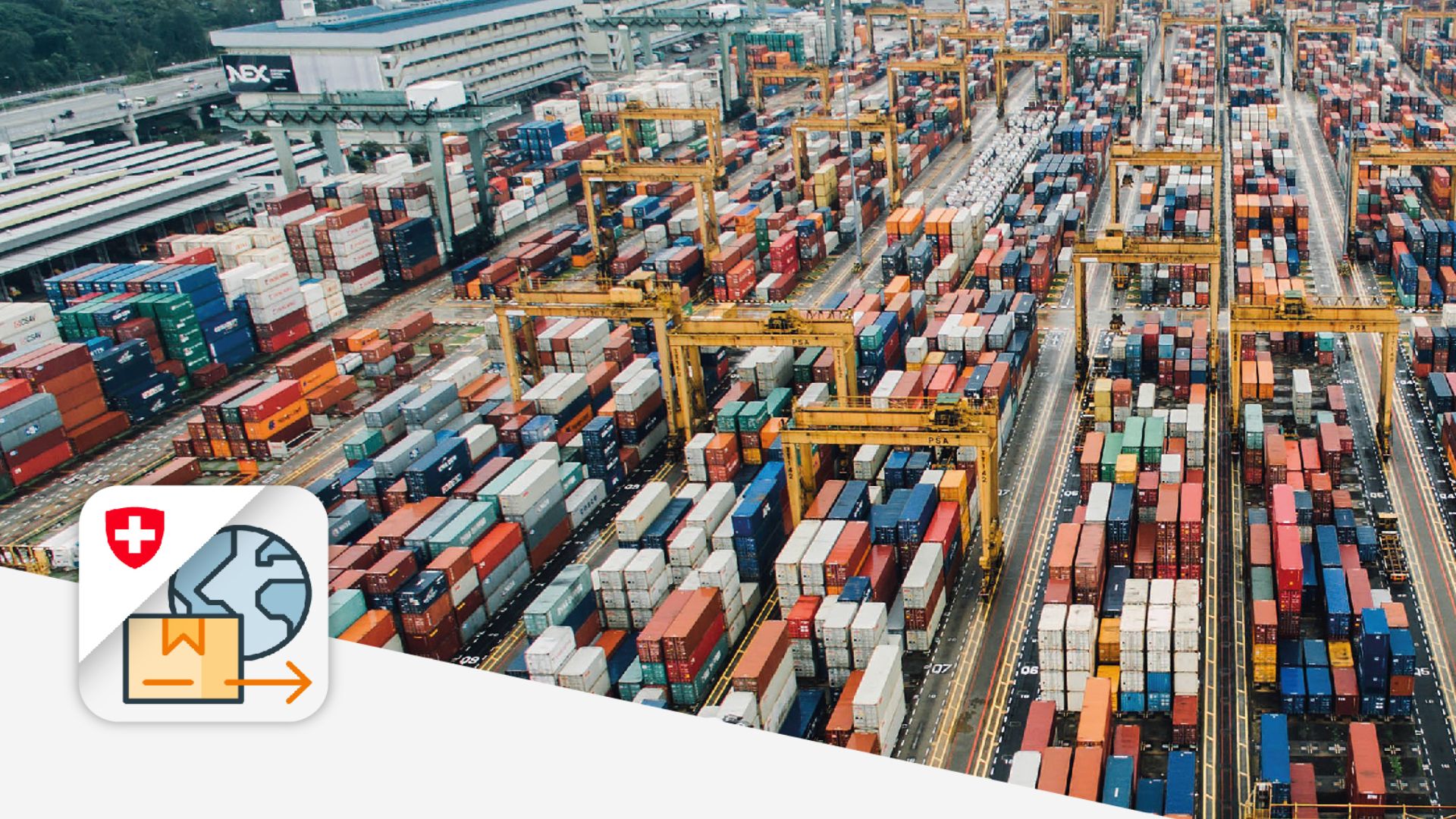 Freight containers in various colors