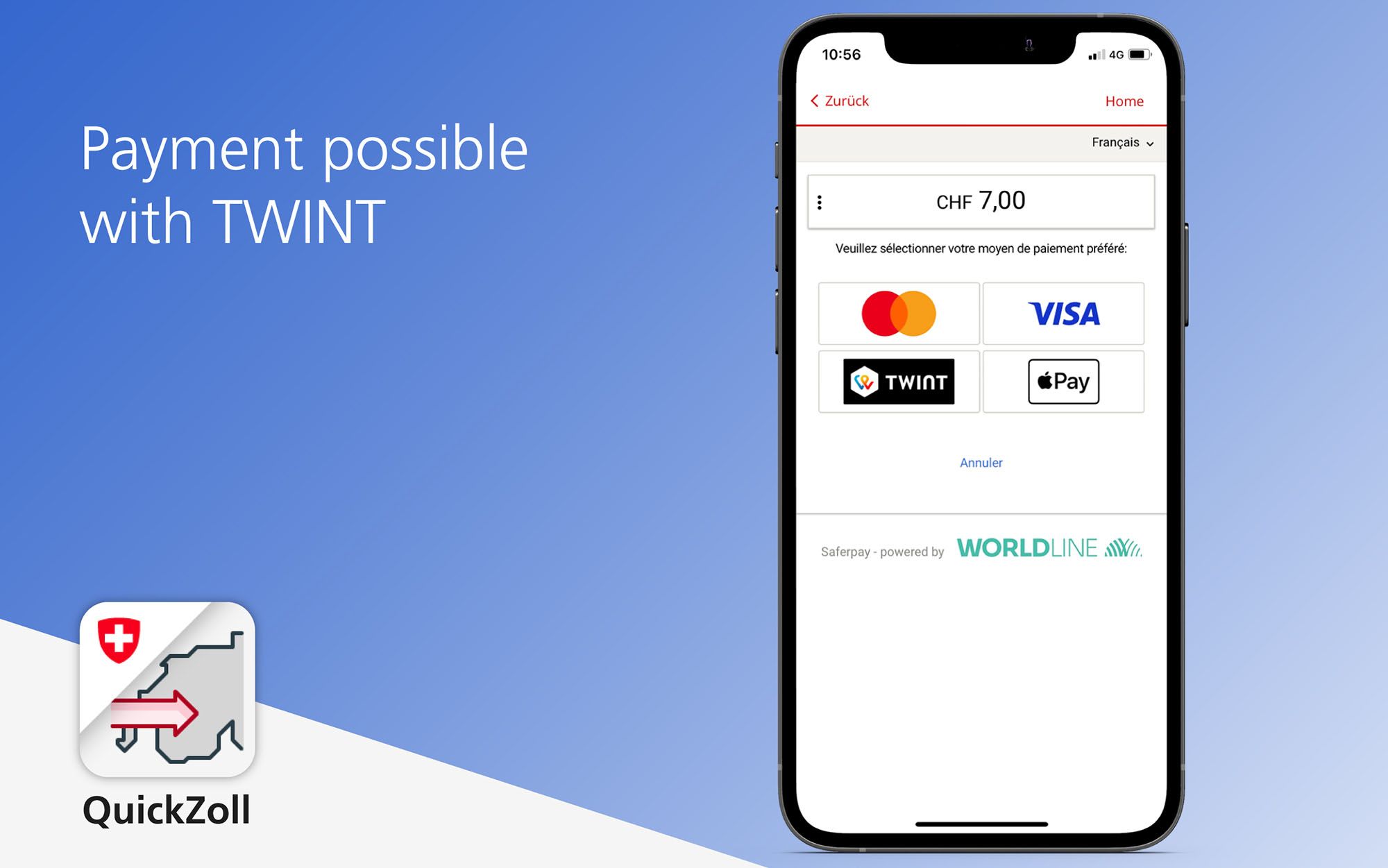 Payment also possible with TWINT