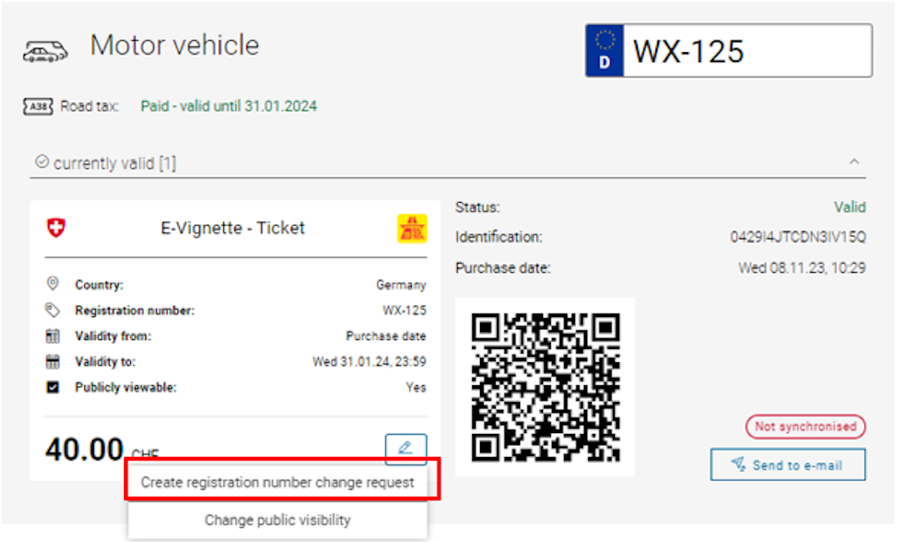 For vehicles registered abroad, you will also be asked to complete the form with your personal details and the required documents if the correction is not made within 24 hours.