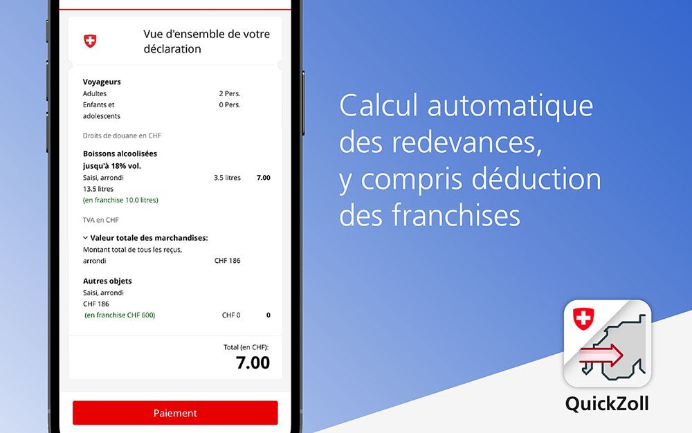 Calcul automatique des taxes, y compris déduction des franchises et des limites de valeur