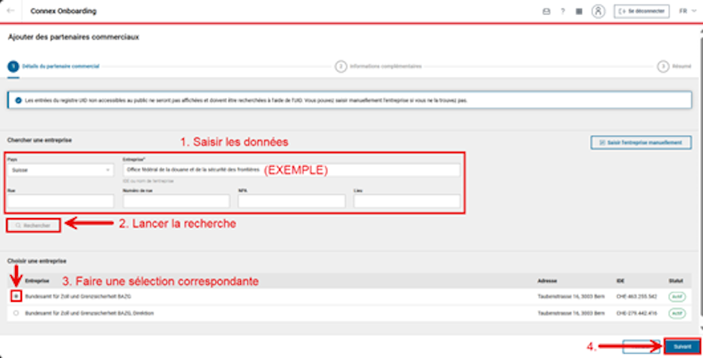 Saisir une entreprise ePortal