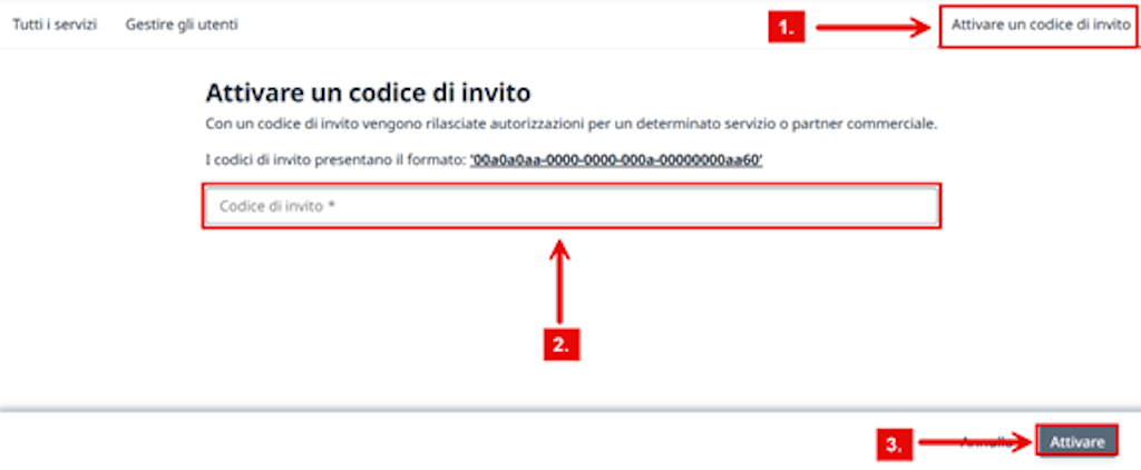 Attivare un codice di invito