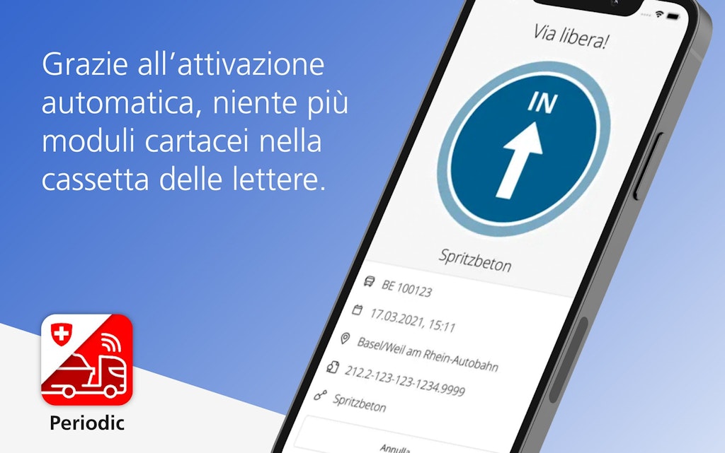 Banner con uno smartphone che mostra l’app Periodic e un simbolo di via libera. Il testo indica che grazie all’attivazione automatica non sono piu necessari moduli cartacei nella cassetta delle lettere.